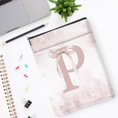 Cute Pink Bow Initial P Personalized Gifts Book Sleeve Book Covers for Paperbacks Waterproof Books Protector Bookish Gifts Reading Accessories for Mom Women Bestie Teacher Reader Farewell Birthday in Saudi Arabia