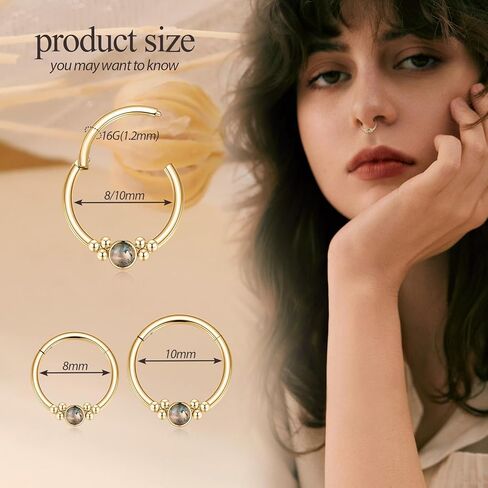 PEAKLINK Surgical Steel Septum Ring Nose Ring Hoop Daith Earrings Septum Piercing Seamless Clicker Ring Tragus Cartilage Conch Helix Rook Hoop Earrings 8mm 10mm in Saudi Arabia