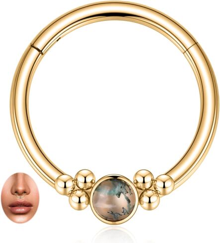 PEAKLINK Surgical Steel Septum Ring Nose Ring Hoop Daith Earrings Septum Piercing Seamless Clicker Ring Tragus Cartilage Conch Helix Rook Hoop Earrings 8mm 10mm in Saudi Arabia