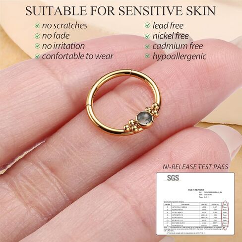 PEAKLINK Surgical Steel Septum Ring Nose Ring Hoop Daith Earrings Septum Piercing Seamless Clicker Ring Tragus Cartilage Conch Helix Rook Hoop Earrings 8mm 10mm in Saudi Arabia