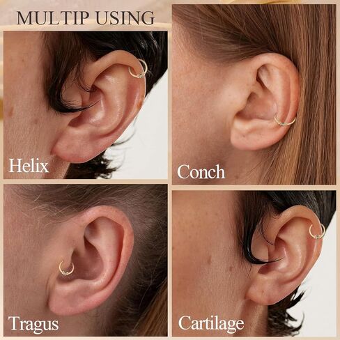 PEAKLINK Surgical Steel Septum Ring Nose Ring Hoop Daith Earrings Septum Piercing Seamless Clicker Ring Tragus Cartilage Conch Helix Rook Hoop Earrings 8mm 10mm in Saudi Arabia