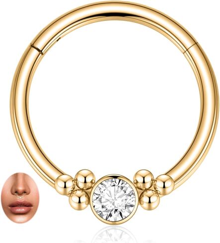 PEAKLINK Surgical Steel Septum Ring Nose Ring Hoop Daith Earrings Septum Piercing Seamless Clicker Ring Tragus Cartilage Conch Helix Rook Hoop Earrings 8mm 10mm in Saudi Arabia