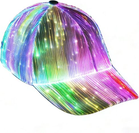 LED Light Up Baseball Cap, USB Rechargeable Fiber Optic Hat with 7 Glowing Colors for Party in Saudi Arabia