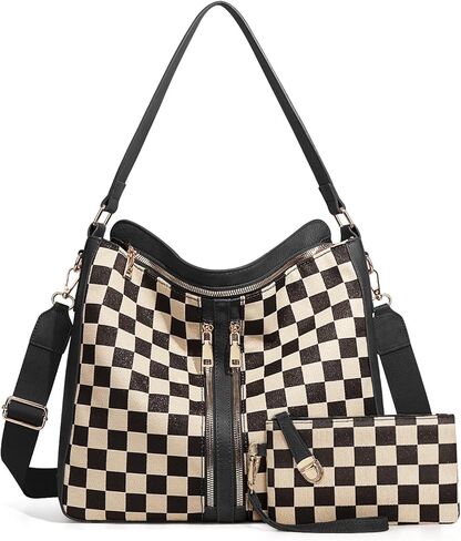 حقائب يد هوبو للنساء ذات مربعات وحقائب كروس مربعة وحقيبة كتف منقوشة ومحفظة للاستخدام اليومي in Kuwait