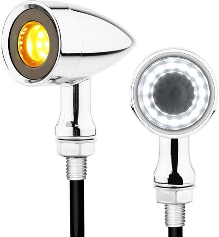 إشارات الانعطاف LED الخلفية للدراجة النارية مع ضوء إيقاف الفرامل المتكامل، ومؤشرات مصابيح الجري والوميض 3 في 1 لدراجة الشوارع كروزر تشوبر بوبر (الكروم الأحمر والعنبر) in Kuwait