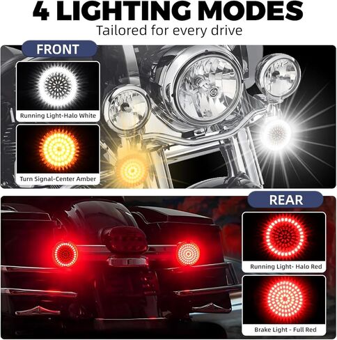 1156 1157 إشارات الانعطاف LED، مصابيح LED خلفية أمامية 3 1/4 بوصة 81SMD LED وماض متوافق مع Harley Davidson 1986-2026 Touring Electra Glide Road King Ultra Limited Tour Glide Softail in Kuwait