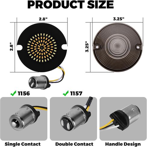 1156 1157 إشارات الانعطاف LED، مصابيح LED خلفية أمامية 3 1/4 بوصة 81SMD LED وماض متوافق مع Harley Davidson 1986-2026 Touring Electra Glide Road King Ultra Limited Tour Glide Softail in Kuwait