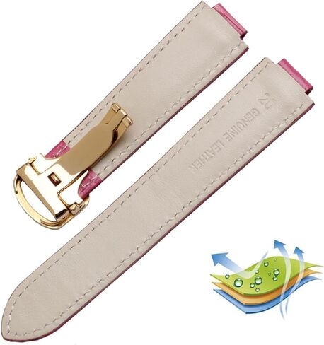 for Cartier Wristbands Quality Color Genuine Leather Watchbands Deployment Buckle Replacement Leather Strap Female Bracelet (Color : White, Size : 14x8mmSilver Clasp) in Saudi Arabia
