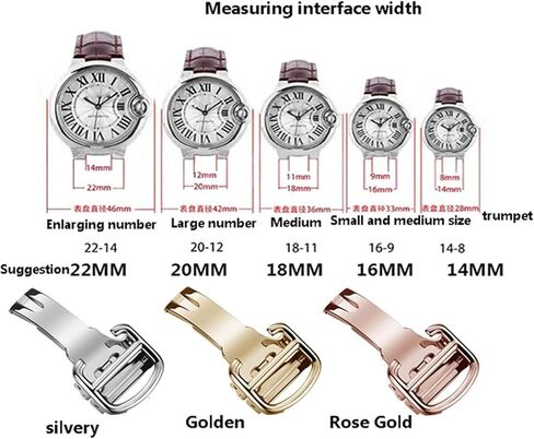 for Cartier Wristbands Quality Color Genuine Leather Watchbands Deployment Buckle Replacement Leather Strap Female Bracelet (Color : White, Size : 14x8mmSilver Clasp) in Saudi Arabia