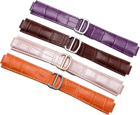 for Cartier Wristbands Quality Color Genuine Leather Watchbands Deployment Buckle Replacement Leather Strap Female Bracelet (Color : White, Size : 14x8mmSilver Clasp) in Saudi Arabia