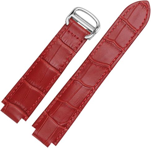 for Cartier Wristbands Quality Color Genuine Leather Watchbands Deployment Buckle Replacement Leather Strap Female Bracelet (Color : White, Size : 14x8mmSilver Clasp) in Saudi Arabia