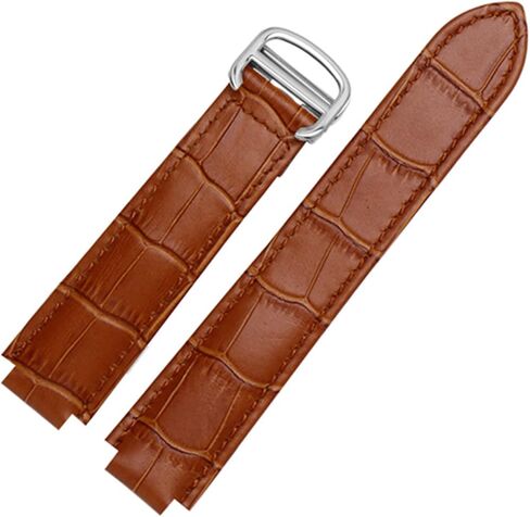 for Cartier Wristbands Quality Color Genuine Leather Watchbands Deployment Buckle Replacement Leather Strap Female Bracelet (Color : White, Size : 14x8mmSilver Clasp) in Saudi Arabia
