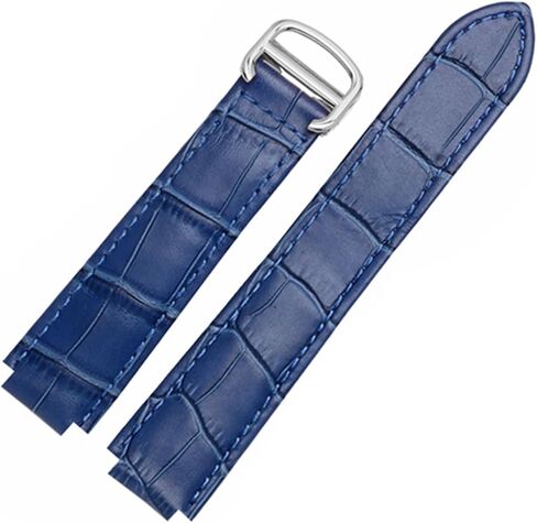 for Cartier Wristbands Quality Color Genuine Leather Watchbands Deployment Buckle Replacement Leather Strap Female Bracelet (Color : White, Size : 14x8mmSilver Clasp) in Saudi Arabia