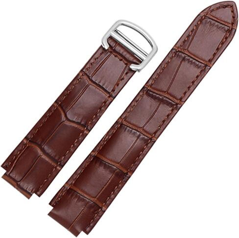 for Cartier Wristbands Quality Color Genuine Leather Watchbands Deployment Buckle Replacement Leather Strap Female Bracelet (Color : White, Size : 14x8mmSilver Clasp) in Saudi Arabia