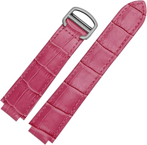 for Cartier Wristbands Quality Color Genuine Leather Watchbands Deployment Buckle Replacement Leather Strap Female Bracelet (Color : White, Size : 14x8mmSilver Clasp) in Saudi Arabia