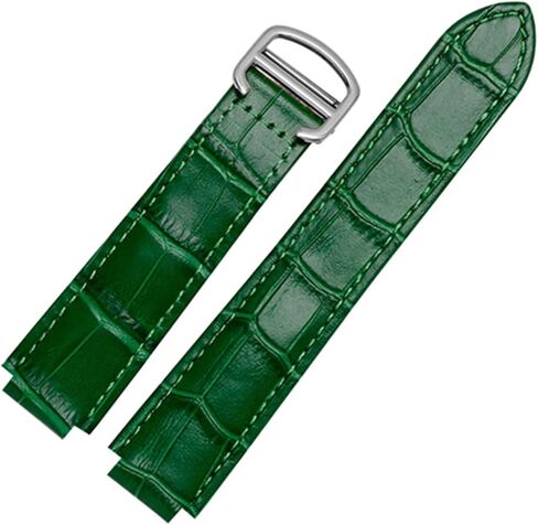 for Cartier Wristbands Quality Color Genuine Leather Watchbands Deployment Buckle Replacement Leather Strap Female Bracelet (Color : White, Size : 14x8mmSilver Clasp) in Saudi Arabia