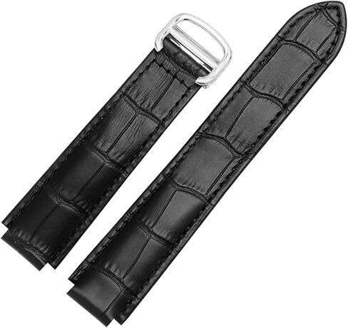 for Cartier Wristbands Quality Color Genuine Leather Watchbands Deployment Buckle Replacement Leather Strap Female Bracelet (Color : White, Size : 14x8mmSilver Clasp) in Saudi Arabia