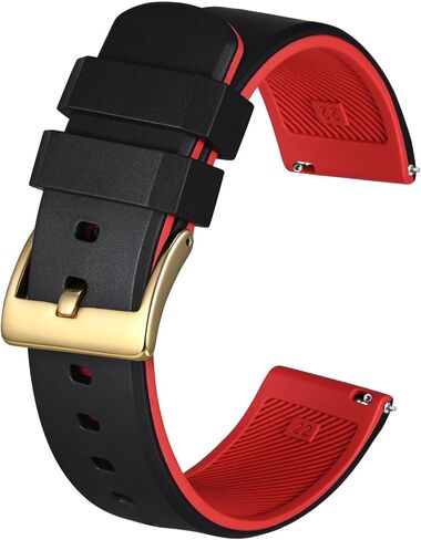 BISONSTRAP Men’s Rubber Watch Band, Two-Tone Rubber Watch Straps, Quick Release, Band Width 18mm 20mm 22mm in Saudi Arabia