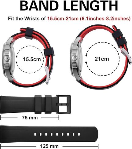 BISONSTRAP Men’s Rubber Watch Band, Two-Tone Rubber Watch Straps, Quick Release, Band Width 18mm 20mm 22mm in Saudi Arabia