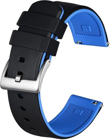 BISONSTRAP Men’s Rubber Watch Band, Two-Tone Rubber Watch Straps, Quick Release, Band Width 18mm 20mm 22mm in Saudi Arabia