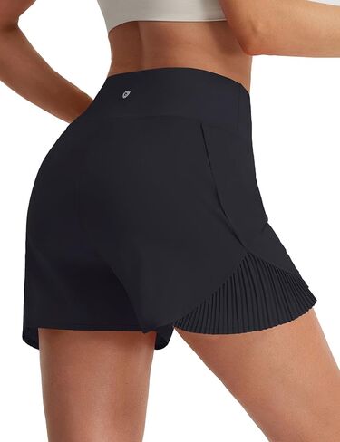 baleaf Women's Athletic Running Shorts 3" High Waisted Quick Dry Lightweight Ruffled Workout Gym Shorts with Liner in Saudi Arabia
