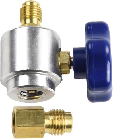 Self Sealing R134A Can Tap Valve Dispenser with Heavy Duty Brass and Anodized Aluminum Body for Charging Hose Adapter with 1/2-16 ACME and 1/4 SAE Connectors HVAC in Kuwait