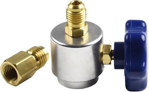 Self Sealing R134A Can Tap Valve Dispenser with Heavy Duty Brass and Anodized Aluminum Body for Charging Hose Adapter with 1/2-16 ACME and 1/4 SAE Connectors HVAC in Kuwait