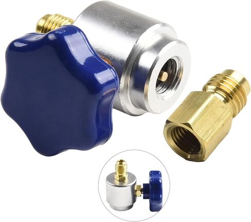 Self Sealing R134A Can Tap Valve Dispenser with Heavy Duty Brass and Anodized Aluminum Body for Charging Hose Adapter with 1/2-16 ACME and 1/4 SAE Connectors HVAC in Kuwait