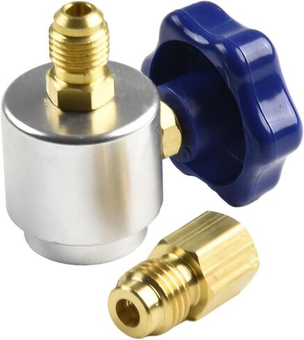 Self Sealing R134A Can Tap Valve Dispenser with Heavy Duty Brass and Anodized Aluminum Body for Charging Hose Adapter with 1/2-16 ACME and 1/4 SAE Connectors HVAC in Kuwait