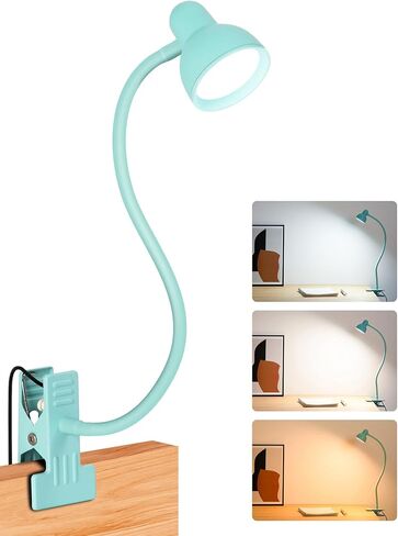 Clip on Light Reading Light for Bed 3 Color Modes 10 Dimmable Brightness Eye Care Clamp Desk Lamp 360° Flexible Desk Book Light for Reading Bed Headboard Computer Black in Saudi Arabia