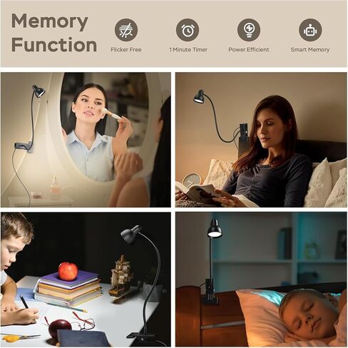 Clip on Light Reading Light for Bed 3 Color Modes 10 Dimmable Brightness Eye Care Clamp Desk Lamp 360° Flexible Desk Book Light for Reading Bed Headboard Computer Black in Kuwait