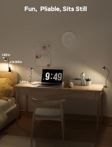Clip on Light Reading Light for Bed 3 Color Modes 10 Dimmable Brightness Eye Care Clamp Desk Lamp 360° Flexible Desk Book Light for Reading Bed Headboard Computer Black in Kuwait