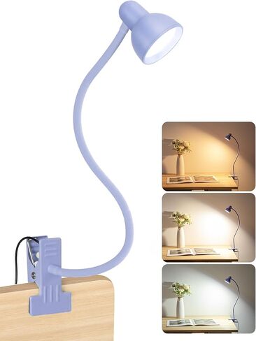 Clip on Light Reading Light for Bed 3 Color Modes 10 Dimmable Brightness Eye Care Clamp Desk Lamp 360° Flexible Desk Book Light for Reading Bed Headboard Computer Black in Kuwait