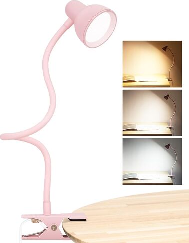 Clip on Light Reading Light for Bed 3 Color Modes 10 Dimmable Brightness Eye Care Clamp Desk Lamp 360° Flexible Desk Book Light for Reading Bed Headboard Computer Black in Kuwait
