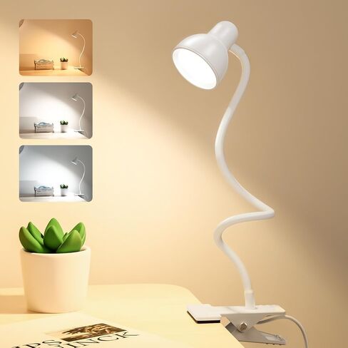 Clip on Light Reading Light for Bed 3 Color Modes 10 Dimmable Brightness Eye Care Clamp Desk Lamp 360° Flexible Desk Book Light for Reading Bed Headboard Computer Black in Kuwait