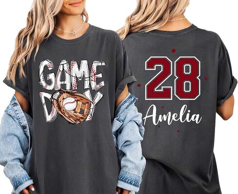 LOVELYPOD Personalized Baseball Mom Shirt with Kids Name and Jersey Number, Baseball Clothes, Baseballs Shirts for Women in Saudi Arabia