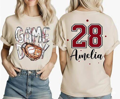 LOVELYPOD Personalized Baseball Mom Shirt with Kids Name and Jersey Number, Baseball Clothes, Baseballs Shirts for Women in Saudi Arabia