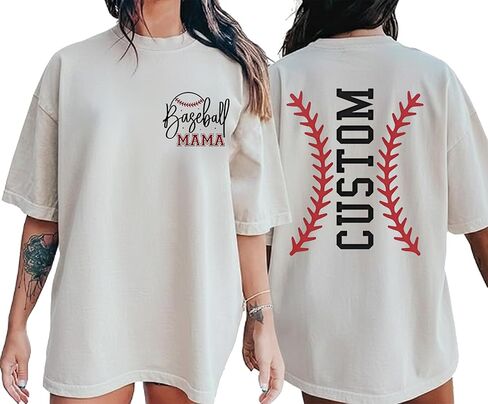 LOVELYPOD Personalized Baseball Mom Shirt with Kids Name and Jersey Number, Baseball Clothes, Baseballs Shirts for Women in Saudi Arabia