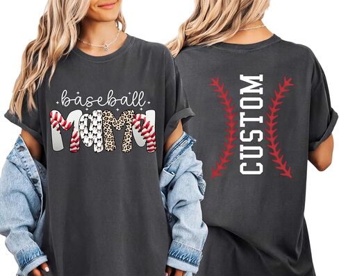 LOVELYPOD Personalized Baseball Mom Shirt with Kids Name and Jersey Number, Baseball Clothes, Baseballs Shirts for Women in Saudi Arabia
