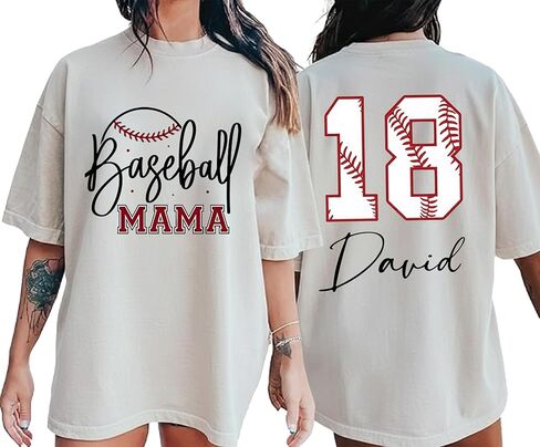 LOVELYPOD Personalized Baseball Mom Shirt with Kids Name and Jersey Number, Baseball Clothes, Baseballs Shirts for Women in Saudi Arabia