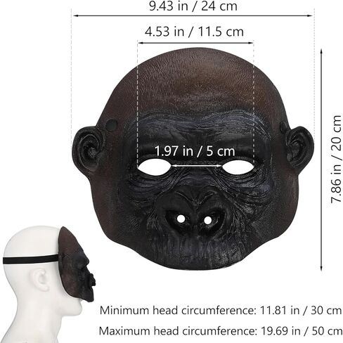 NUOBESTY Masquerade Monkey Mask - Black PU Breathable Halloween Orangutan Costume Gorilla Mask for Party Dance Performance and Hip-Hop Breathable Orangutan Headgear for Men and Women in Saudi Arabia