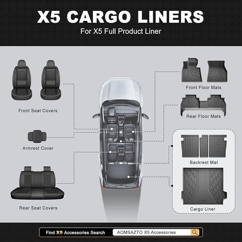 AOMSAZTO Cargo Mat and Backrest Mat Compatible with BMW X5 2019-2026 ONLY 5 Seats (Non 45e & 7-Seats Models): TPE All Weather Protection Car Cargo Liner Trunk Liner for BMW X5 G05 Accessories in Saudi Arabia