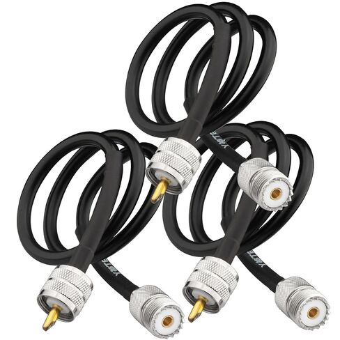 RG8x Jumper Cable 2 ft 3-Pack, CB Coax Cable UHF PL259 Male to Male Low Loss 50 Ohm for CB HAM Radio, HF VHF Radio, Antenna Analyzer in Kuwait