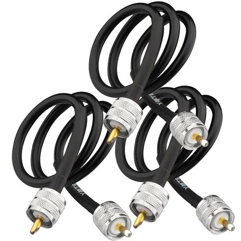 RG8x Jumper Cable 2 ft 3-Pack, CB Coax Cable UHF PL259 Male to Male Low Loss 50 Ohm for CB HAM Radio, HF VHF Radio, Antenna Analyzer in Kuwait