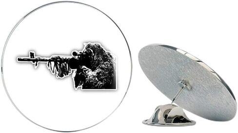 Sniper Soldier Silhouette Round Metal 0.75" Lapel Pin Hat Shirt Pin Tie Tack Pinback in Saudi Arabia