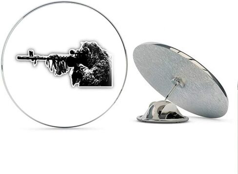 Sniper Soldier Silhouette Round Metal 0.75" Lapel Pin Hat Shirt Pin Tie Tack Pinback in Saudi Arabia
