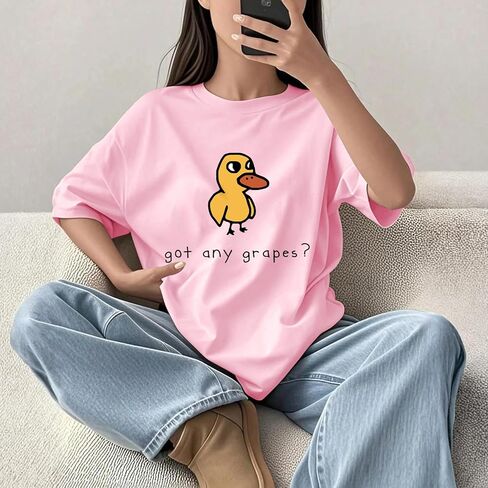 BeWithYou Oversized Cute Duck Shirts for Teens Girls Kawaii Cartoon Graphic Tees Funny Letter Print T-Shirts Casual Tops in Saudi Arabia