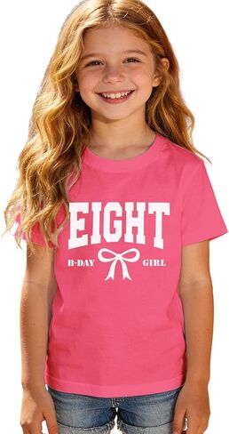 Birthday Girl Shirts 5th 6th 7th 8th Girls Birthday Outfit Kid Bow B-Day T-Shirt Gift Party Tee Short Sleeve Tops in Saudi Arabia