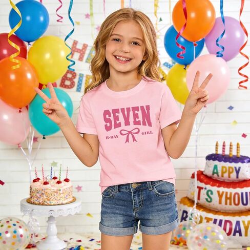 Birthday Girl Shirts 5th 6th 7th 8th Girls Birthday Outfit Kid Bow B-Day T-Shirt Gift Party Tee Short Sleeve Tops in Saudi Arabia