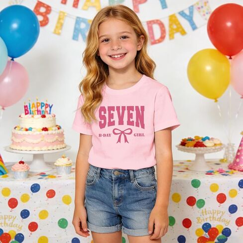 Birthday Girl Shirts 5th 6th 7th 8th Girls Birthday Outfit Kid Bow B-Day T-Shirt Gift Party Tee Short Sleeve Tops in Saudi Arabia